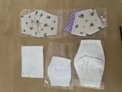 ハンドメイド白・柄模様の布製マスク7枚セット