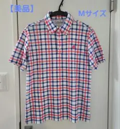 【美品】adidas チェック柄 ポロシャツ 半袖シャツ Mサイズ