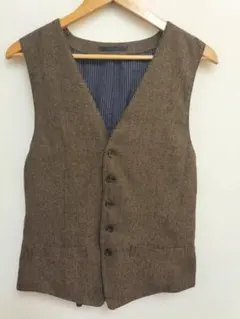 ikkaイッカ　ヘリンボーン柄ベスト　サイズL　ブラウン