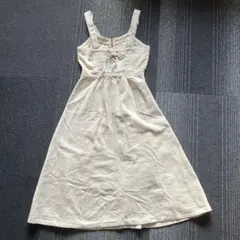 アイボリー ジャンパースカート　フレアスカート ロング丈　サロペット