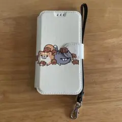 iPhone12 手帳型ケース ボンレス犬猫柄