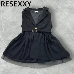 リゼクシー【F】ノースリーブ チュールワンピース テーラードベスト風 ベルト付き