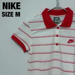 NIKE ナイキ ポロシャツ ボーダー レッド ホワイト Mのサムネイル