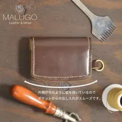 ケツポケ OK レザー ミニ 二つ折り 財布 ブラウン