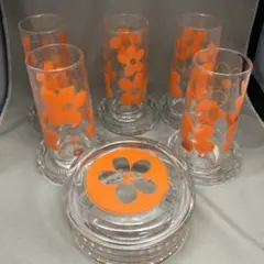 【お値下げ】昭和レトロ　HOYA タンブラーセット　花柄