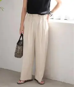 ウォッシャブルコットンリネンVISワイドパンツ