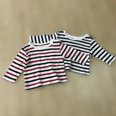 ストライプ長袖Tシャツ 60-70 2枚セット