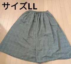 ガウチョパンツ　LLサイズ　グレー系　チェック