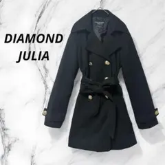 ロングコート ベルト付き 黒 ブラック 金ボタン Aライン(L)