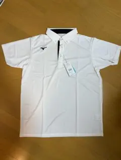 【新品】ミズノ ボタンダウンポロシャツ ユニセックス ホワイト×ブラック