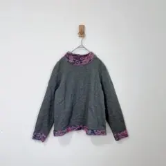 エンリコドマーニ　毛100% モヘア　カラフルニット　グレーニットのサムネイル