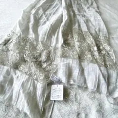 【未使用】　インド　シルク混　ストール　刺繍