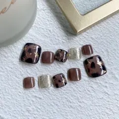 【 no.25 】べっ甲ネイル/囲みブラウンネイル/フット