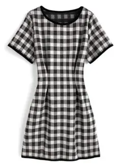 GRL ask130 チェック柄バックオープンリボンミニワンピース