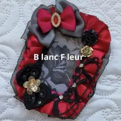 B8 硬質ケースデコ　トレカケース　リボンデコ　レースデコ　黒　金　赤