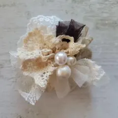 レースとパールのコサージュ&ヘアピン No.5