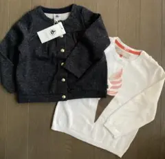 プチバトー　新品⭐︎女の子カーディガン、ニットセット(90cm)