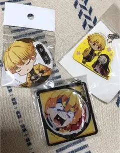 鬼滅の刃 我妻善逸 善逸 缶バッジ アクリルキーホルダー セット