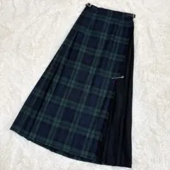 オニールオブダブリン スカート ブラックウォッチ チェック プリーツ マキシ丈