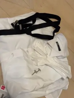 ホワイト フォーマルシャツ ネクタイ サスペンダー付き