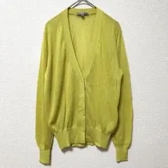 ユニクロ UNIQLO　薄手 Vネック カーディガン　ライムグリーン　透け感