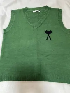 Aloof 緑 Vネックニットベスト