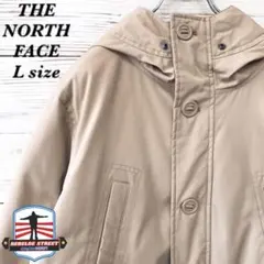 《希少》ザノースフェイス☆ダウンジャケット L 刺繍ロゴ ベージュ D740