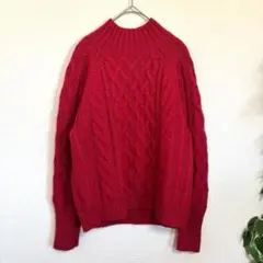 GAP ギャップ　ケーブル編みニット　ハイネックセーター　赤　派手色　シンプル