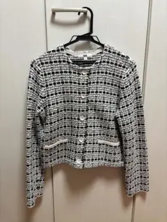 【美品】　ユニクロ　カーディガン　ニットショートジャケット　ツイード風