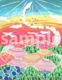 postcard(printed)【龍神】　昇り龍　縁起物　風水　カラフル