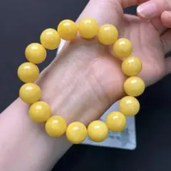 天然無処理 ゴールドアンバー 琥珀 ブレスレット 13.6mm - メルカリ