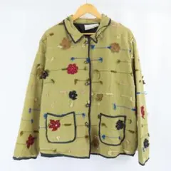 VINTAGE FASHION BUG 総柄 刺繍 ワッペン ジャケット 古着