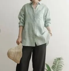 URBAN RESEARCH DOORSリネンシャツ　ミントグリーンのサムネイル