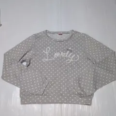 160★メゾピアノ★リボン付き！ロゴ刺繍　ドット柄ニットカットソー★