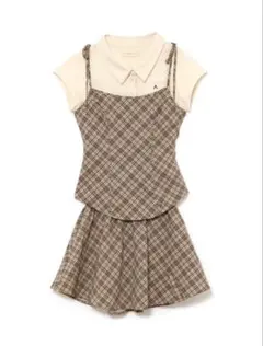 andmary Dafne check set up beige - メルカリ