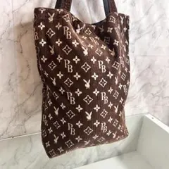 90s PLAYBOY プレイボーイ モノグラム コーデュロイ トートバッグのサムネイル