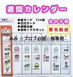 女の子用　週間カレンダー　週間予定表　入学入園準備　お支度ボード　療育グッズ