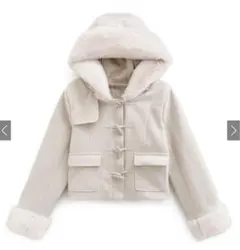 GRL ファーショート丈ダッフルコート アイボリー