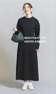 BEAUTY&YOUTH スポンディッシュニット フレアワンピース　ブラック