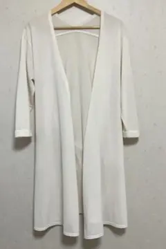 studio CLIP ホワイト　ロングカーディガン　Lサイズ