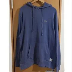 OLD STUSSY usa製 パーカー 裾パッチ XL 紺 90s