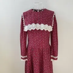 Vintage GUNNE SAX 花柄 ワンピース レース 赤USA製のサムネイル