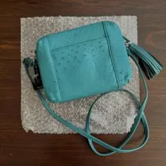 Gemuine Ortrich leather ショルダーバッグ グリーン