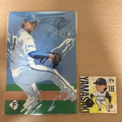 日本ハム　山崎福也　ポストカード　シール