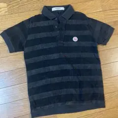 AMBAGE ブラック ストライプ ポロシャツ S
