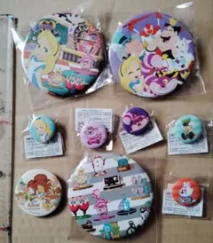 ディズニー ストア　ふしぎの国のアリス　缶バッジ　チェシャ猫　帽子屋　セット