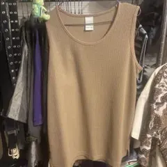 Casper John ワッフル タンクトップ ベージュ