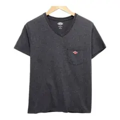 DANTON ダントン　半袖Tシャツ　Vネック　ワッペンロゴ　チャコールグレーのサムネイル