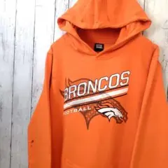 OUTER NFL デンバー・ブロンコス ロゴ パーカー オレンジ L 古着