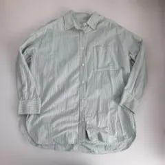 ストライプ長袖シャツ　GU グリーン
